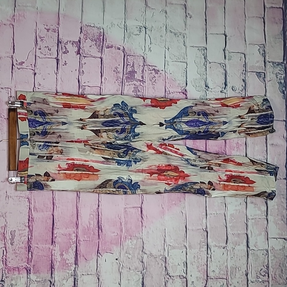 AKER ABSTRACT WATERCOLOR PRINT BOHEMIAN HIPPIE PULL ON PANTS 40 MEDIUM